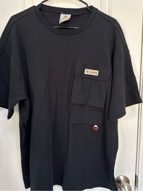 Columbia Black Heritage Crewneck Tee with Logo Tag